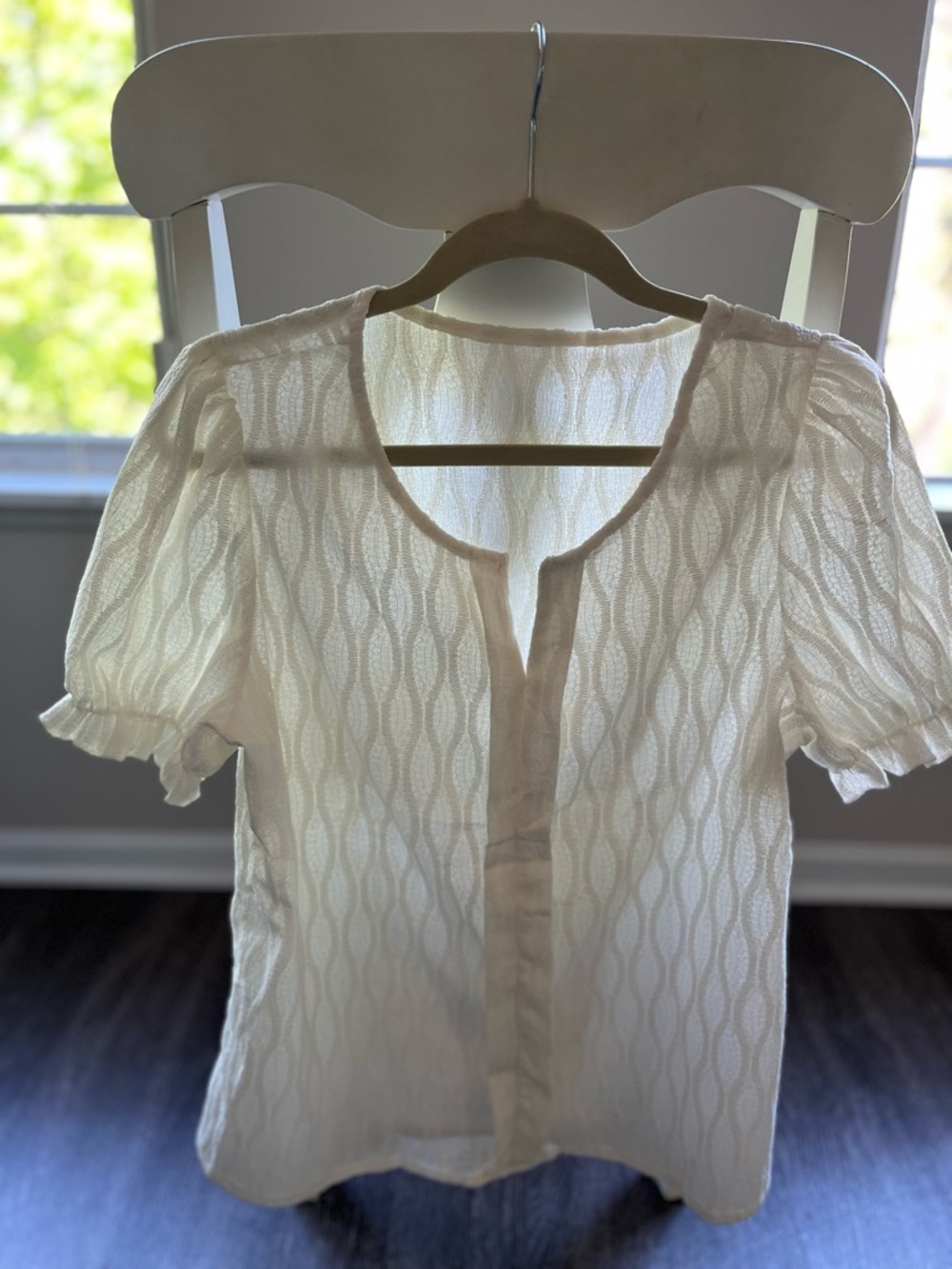 Lightweight Ivory  Short-Sleeve Blouse